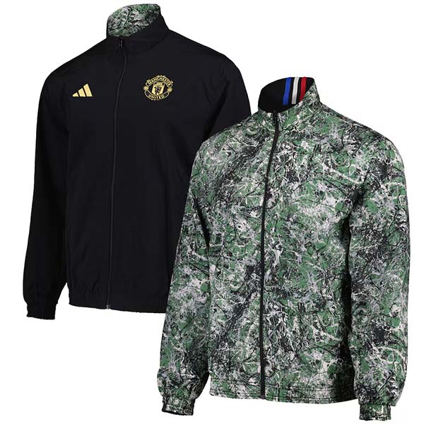 Manchester united windbreaker jacket football sportswear tracksuit long zip men's training originals track top black kit outdoor soccer coat 2025-2026