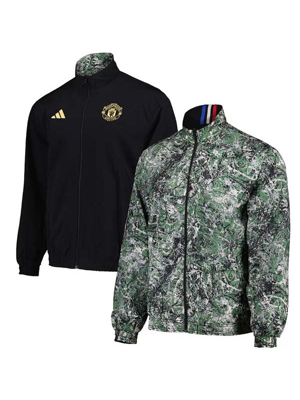 Manchester united windbreaker jacket football sportswear tracksuit long zip men's training originals track top black kit outdoor soccer coat 2025-2026