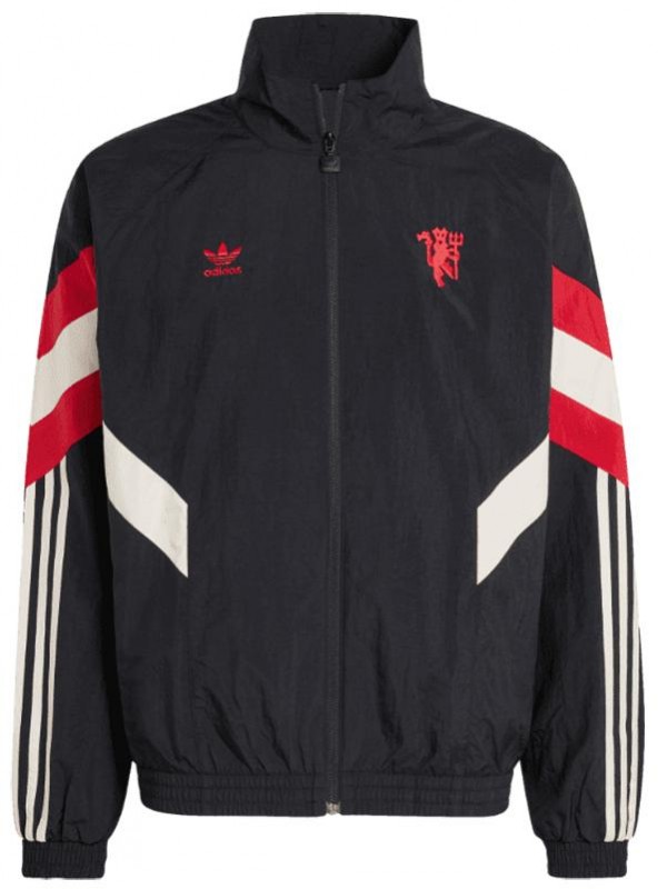 Manchester united windbreaker jacket football sportswear tracksuit long zipper men's training originals track top black kit outdoor soccer coat 2024-2025
