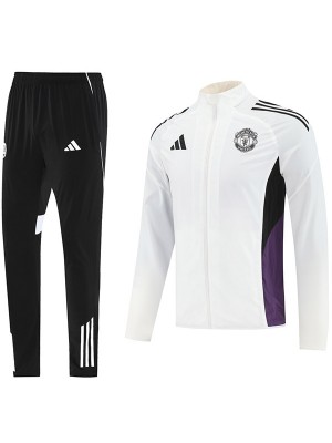 Manchester united coupe vent survêtement blanc veste d'entraînement homme 2025-2026