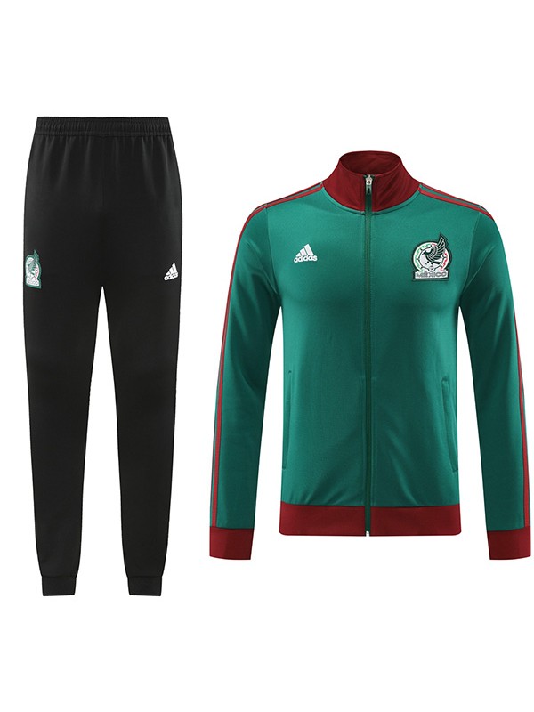 Mexico veste de sport de football survêtement fermeture éclair complète kit d'entraînement vert pour hommes manteau de football en plein air 2024-2025