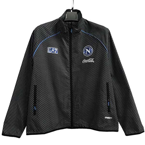 Napoli veste coupe-vent de football survêtement de sport noir fermeture éclair complète uniforme kit d'entraînement pour hommes manteau de football en plein air 2025-2026