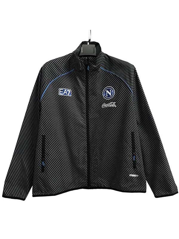 Napoli veste coupe-vent de football survêtement de sport noir fermeture éclair complète uniforme kit d'entraînement pour hommes manteau de football en plein air 2025-2026