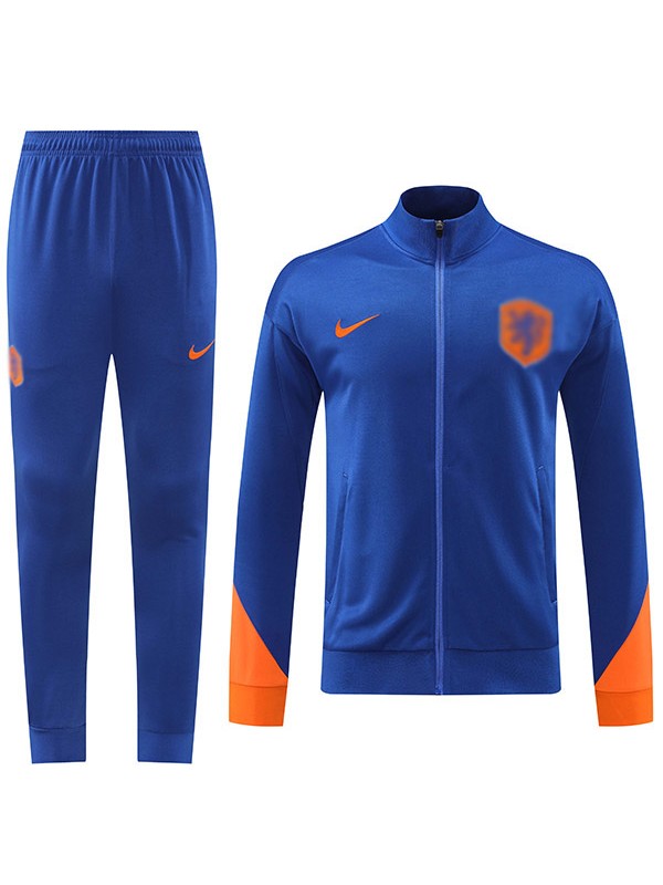 Nethlan jacket football sportswear tracksuit full zipper men's training kit blue outdoor uniform soccer coat 2024-2025