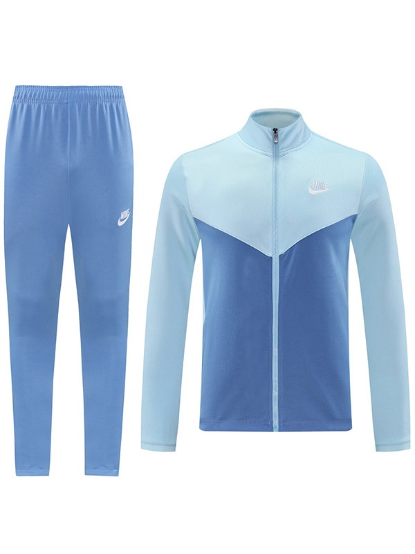 Nik veste de football vêtements de sport survêtement fermeture éclair complète kit d'entraînement bleu ciel pour hommes manteau de football en plein air 2024-2025