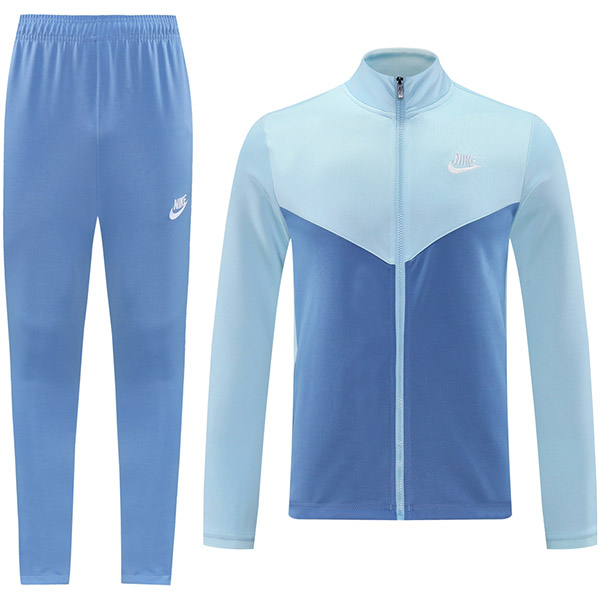 NK veste de football survêtement de sport bleu clair uniforme à fermeture éclair complète kit d'entraînement pour hommes manteau de football extérieur 2024-2025