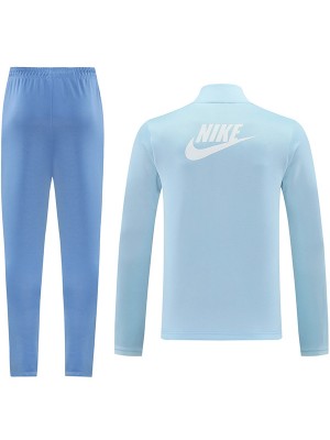 NK veste de football survêtement de sport bleu clair uniforme à fermeture éclair complète kit d'entraînement pour hommes manteau de football extérieur 2024-2025