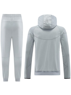 Nke veste à capuche football vêtements de sport survêtement fermeture éclair complète hommes gris kit d'entraînement uniforme extérieur manteau de football 2024-2025