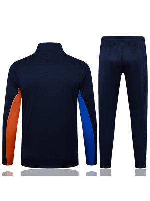 Olympique de Marseille veste de football survêtement de sport noir et rouge fermeture éclair complète uniforme kit d'entraînement pour hommes manteau de football extérieur noir et rouge 2024-2025