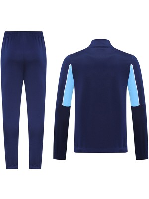 Olympique de Marseille veste de football survêtement de sport fermeture éclair complète kit d'entraînement bleu marine pour homme manteau de football extérieur 2025-2026