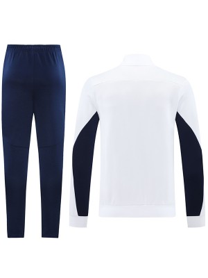 Olympique de Marseille veste de football vêtements de sport survêtement fermeture éclair complète hommes blanc indigo kit d'entraînement manteau de football en plein air 2024-2025