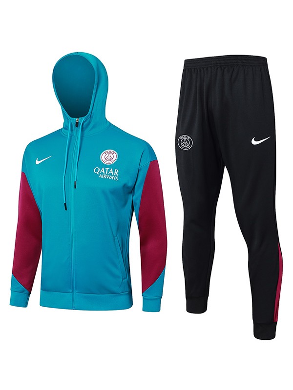 Paris saint-germain veste à capuche vêtements de sport de football survêtement sarcelle fermeture éclair complète kit d'entraînement pour hommes uniforme d'athlétisme en plein air manteau de football 2024-2025