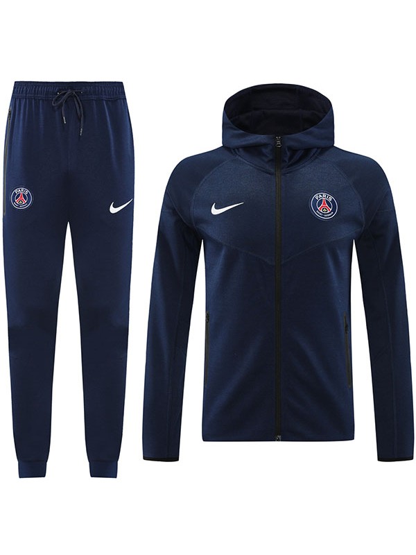 Paris saint-germain hoodie jacket football sportswear tracksuit full zipper men's training kit athletic outdoor uniform all navy soccer coat 2024-2025