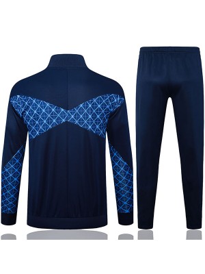 Paris saint-germain veste de football survêtement de sport bleu foncé fermeture éclair complète kit d'entraînement pour hommes manteau de football extérieur abricot 2025-2026