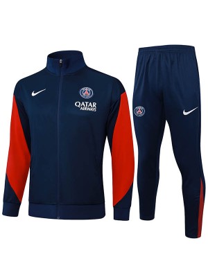 Paris saint-germain veste de football sportswear survêtement bleu foncé rouge full zip uniforme homme kit d'entraînement abricot extérieur football manteau 2025-2026