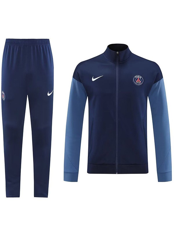 Paris saint-germain veste de football survêtement de sport fermeture éclair complète kit d'entraînement bleu marine pour homme manteau de football extérieur 2025-2026