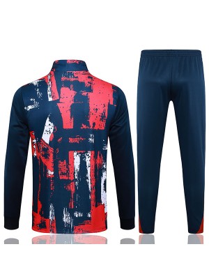 Paris saint-germain jacket football sportswear tracksuit full zipper men's training navy red kit outdoor soccer coat 2024-2025