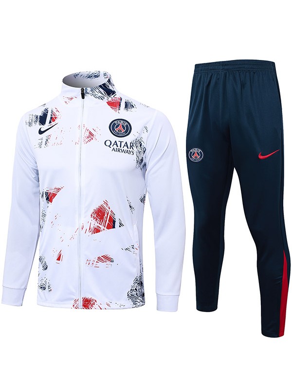 Paris saint-germain jacket football sportswear tracksuit full zipper men's training white navy kit outdoor soccer coat 2024-2025