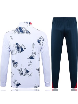 Paris saint-germain jacket football sportswear tracksuit full zipper men's training white navy kit outdoor soccer coat 2024-2025