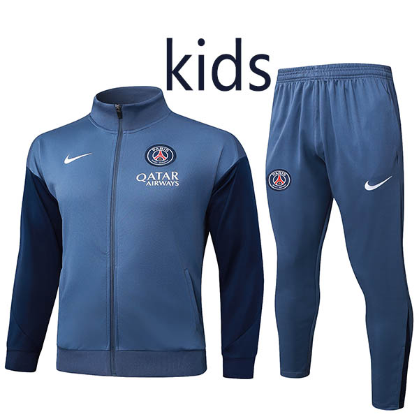 Paris saint-germain veste survêtement indigo tenue enfant uniforme junior mini-tenue d'entraînement 2025-2026