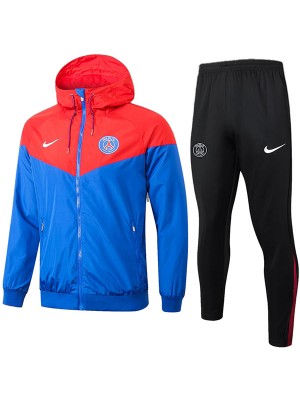 Paris saint-germain veste coupe-vent à capuche survêtement de football vêtements de sport bleu rouge fermeture éclair complète uniforme kit d'entraînement pour hommes manteau de football en plein air 2024-2025