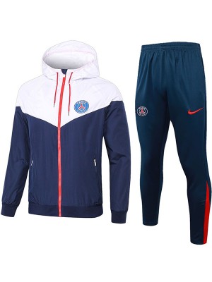 Paris saint-germain veste coupe-vent à capuche survêtement de football vêtements de sport blanc bleu marine fermeture éclair complète uniforme kit d'entraînement pour hommes manteau de football en plein air 2024-2025