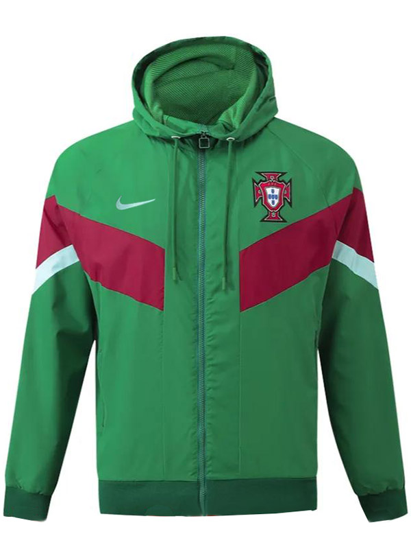 Portugal windbreaker jacket football sportswear tracksuit full zipper men's training originals track top green kit outdoor soccer coat 2024-2025
