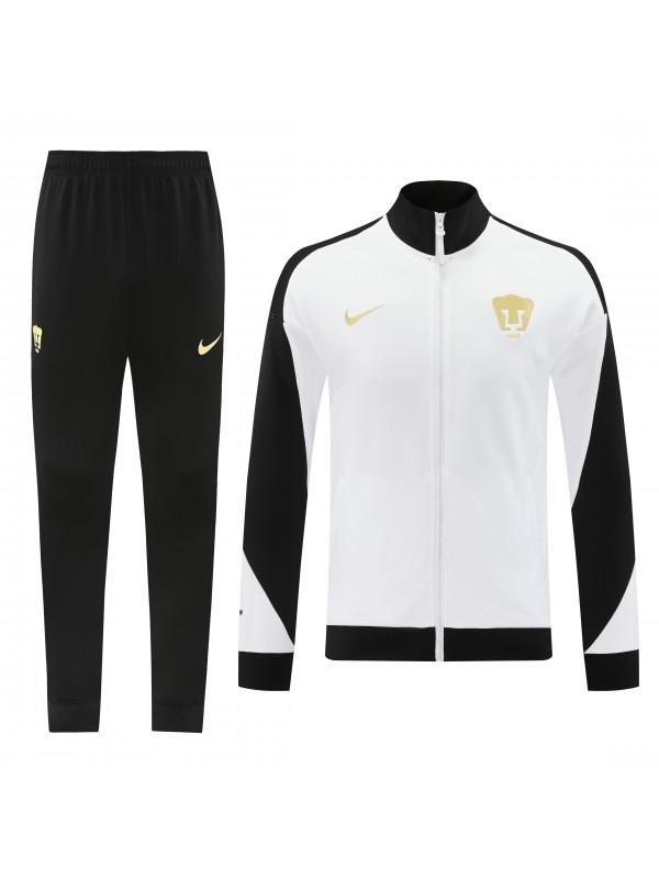 Pumas UNAM Mexiko jacket football sportswear tracksuit full zipper men's white black training kit outdoor soccer coat 2024-2025