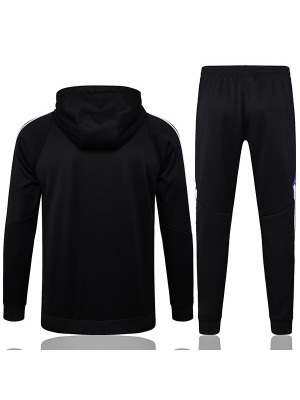 Real Madrid veste à capuche survêtement de sport de football noir violet uniforme à fermeture éclair complète kit d'entraînement pour hommes manteau de football extérieur athlétique 2024-2025