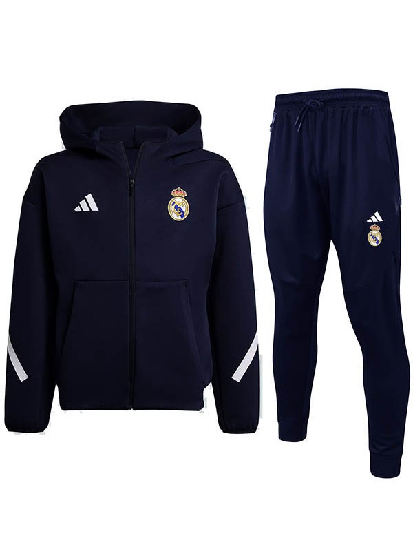 Real madrid veste à capuche survêtement indigo tenue d'entraînement homme 2025-2026