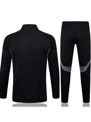 Real Madrid veste de football survêtement de sport noir fermeture éclair complète uniforme kit d'entraînement pour hommes manteau de football extérieur 2025-2026