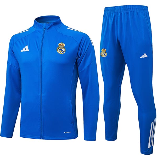 Real madrid jacket football sportswear tracksuit full zip men's blue training kit outdoor soccer coat 2025-2026