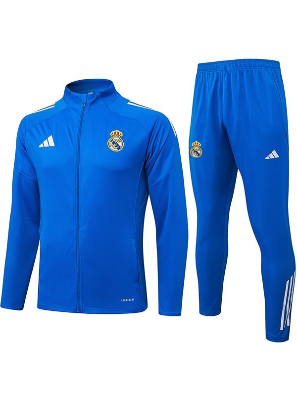 Real madrid jacket football sportswear tracksuit full zip men's blue training kit outdoor soccer coat 2025-2026