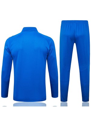 Real madrid jacket football sportswear tracksuit full zip men's blue training kit outdoor soccer coat 2025-2026