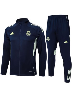 Real Madrid veste de football survêtement de sport fermeture éclair complète bleu marine bleu sarcelle uniforme kit d'entraînement pour hommes manteau de football extérieur 2025-2026
