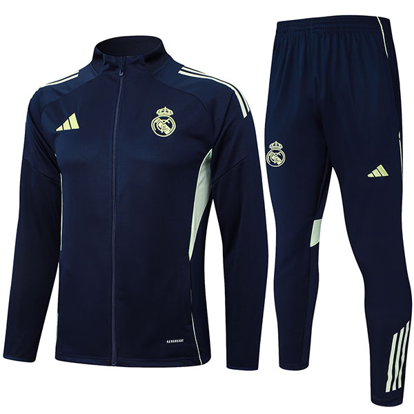 Real Madrid veste de football survêtement de sport fermeture éclair complète bleu marine bleu sarcelle uniforme kit d'entraînement pour hommes manteau de football extérieur 2025-2026