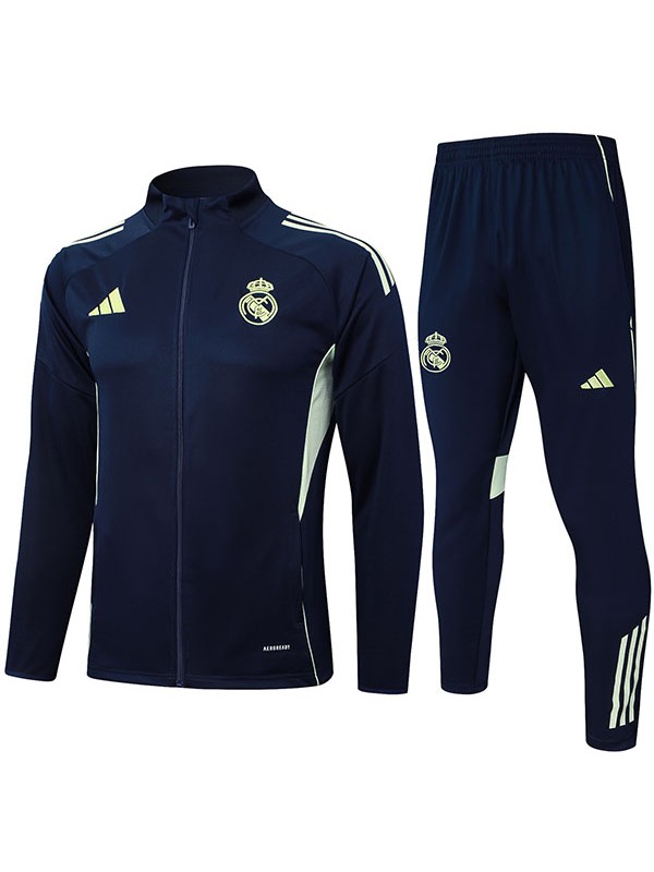 Real Madrid veste de football survêtement de sport fermeture éclair complète bleu marine bleu sarcelle uniforme kit d'entraînement pour hommes manteau de football extérieur 2025-2026