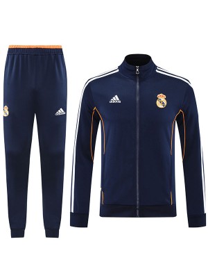 Real madrid veste de football survêtement de sport fermeture éclair complète uniforme pour homme kit d'entraînement bleu marine manteau de football extérieur 2025-2026