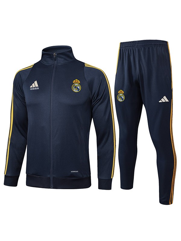 Real madrid veste de football survêtement de sport fermeture éclair complète uniforme pour homme kit d'entraînement noir manteau de football extérieur 2025-2026