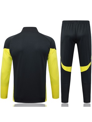 Real Madrid veste de football survêtement de sport fermeture éclair complète uniforme pour homme noir jaune kit d'entraînement manteau de football extérieur 2025-2026