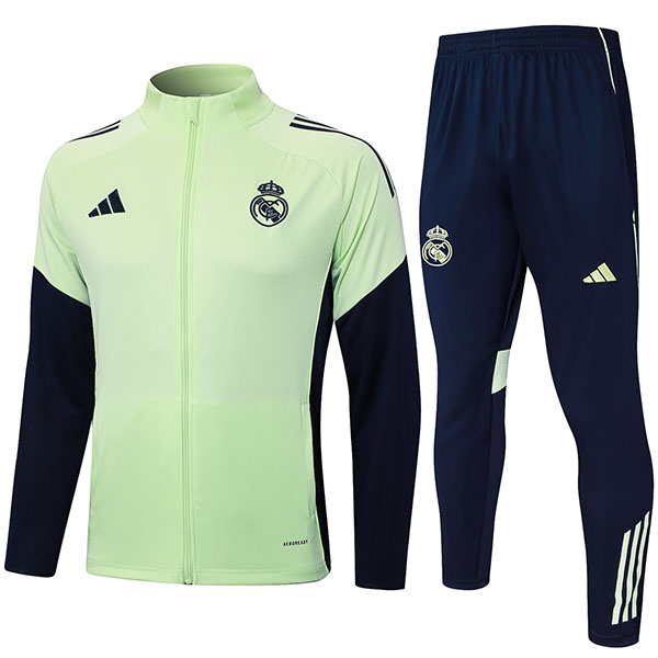 Real Madrid veste de football survêtement de sport fermeture éclair complète uniforme pour homme kit d'entraînement vert manteau de football extérieur 2025-2026