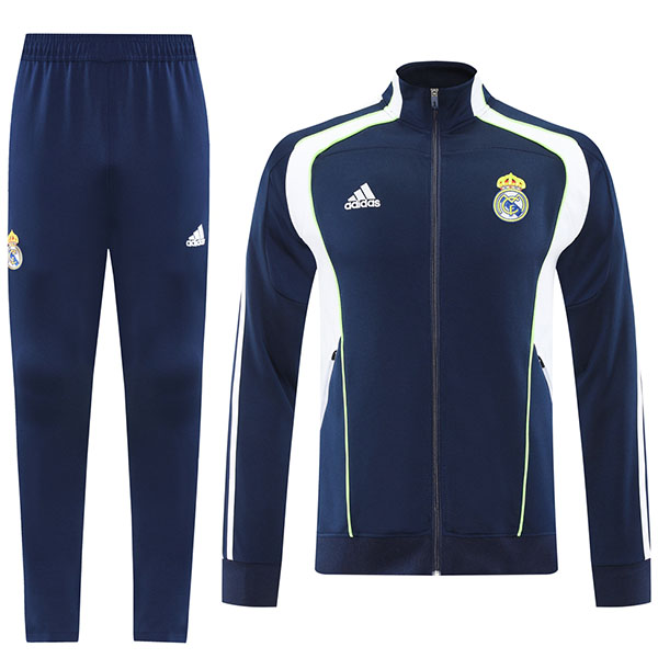 Real madrid veste de football survêtement de sport fermeture éclair complète uniforme pour homme bleu marine blanc kit d'entraînement manteau de football extérieur 2025-2026