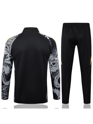Real madrid jacket football sportswear tracksuit full zipper men's training gray dragon black kit outdoor soccer coat 2024-2025