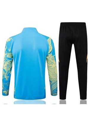 Real madrid jacket football sportswear tracksuit full zipper men's training navy yellow kit outdoor soccer coat 2024-2025