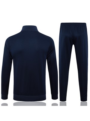 Real madrid jacket football sportswear tracksuit full zipper men's training kit navy outdoor soccer coat 2024-2025