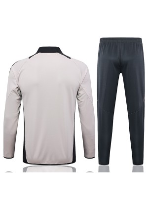 Real madrid jacket football sportswear tracksuit full zipper men's training light gray kit outdoor soccer coat 2024-2025