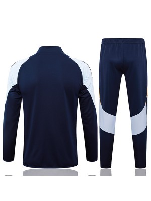Real madrid jacket football sportswear tracksuit full zipper men's training navy skyblue kit outdoor soccer coat 2024-2025