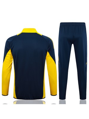 Real madrid jacket football sportswear tracksuit full zipper men's training navy yellow kit outdoor soccer coat 2024-2025