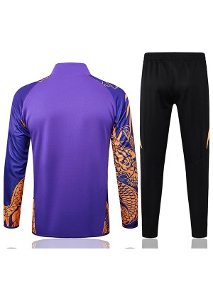 Real madrid jacket football sportswear tracksuit full zipper men's training purple gold dragon kit outdoor soccer coat 2024-2025