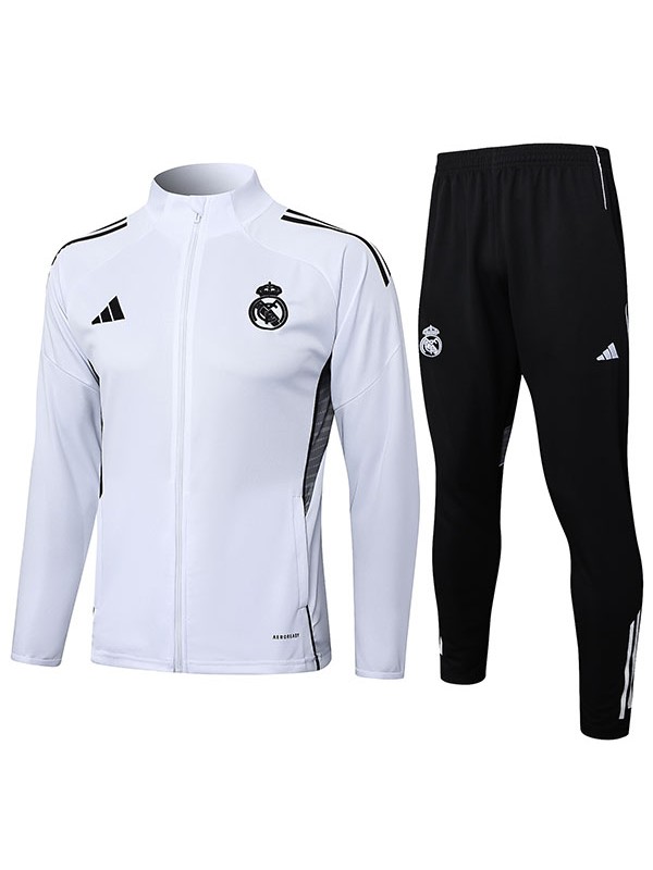 Real madrid veste de football sportswear survêtement fermeture Éclair complète homme blanc noir kit d'entraînement extérieur football manteau 2025-2026
